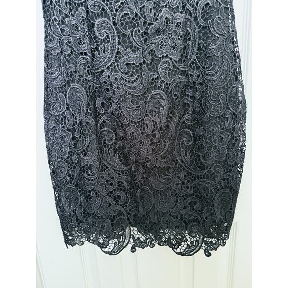 Alythea Black Lace Overlay Fitted Sheath Dress Medium Whimsigoth Formal Cocktail - Picture 10 of 10